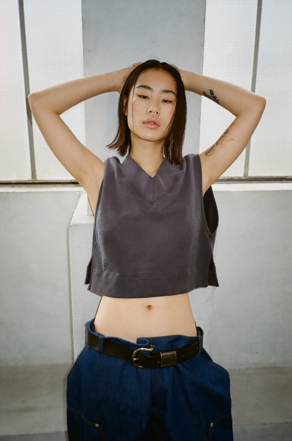 concause Online Shop (コンコース オンラインショップ) | V-NECK NO SLEEVE SWEAT SHIRTS (Vネックノースリーブスウェットシャツ) | レディース ウィメンズ ヴィンテージ ビンテージ ドメスティック ブランド 加工 ダメージ カジュアル ベスト