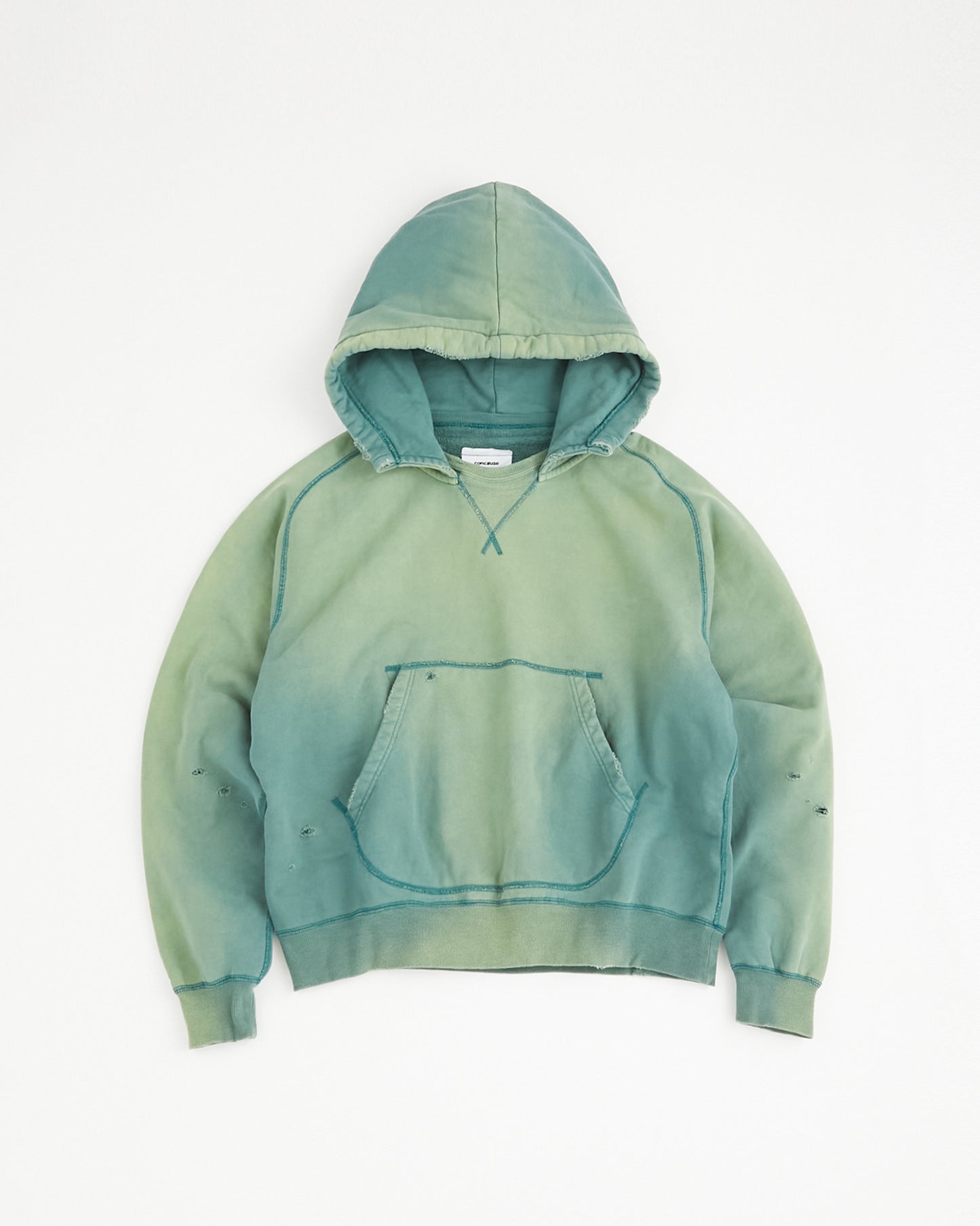 concause Online Shop (コンコース オンラインショップ) |W-V AFTER HOODIE (ダブルVガゼット後付けフーディー) | メンズ パーカー フーディー ヴィンテージ ビンテージ ドメスティック ブランド 加工 ダメージ カジュアル 緑 グリーン