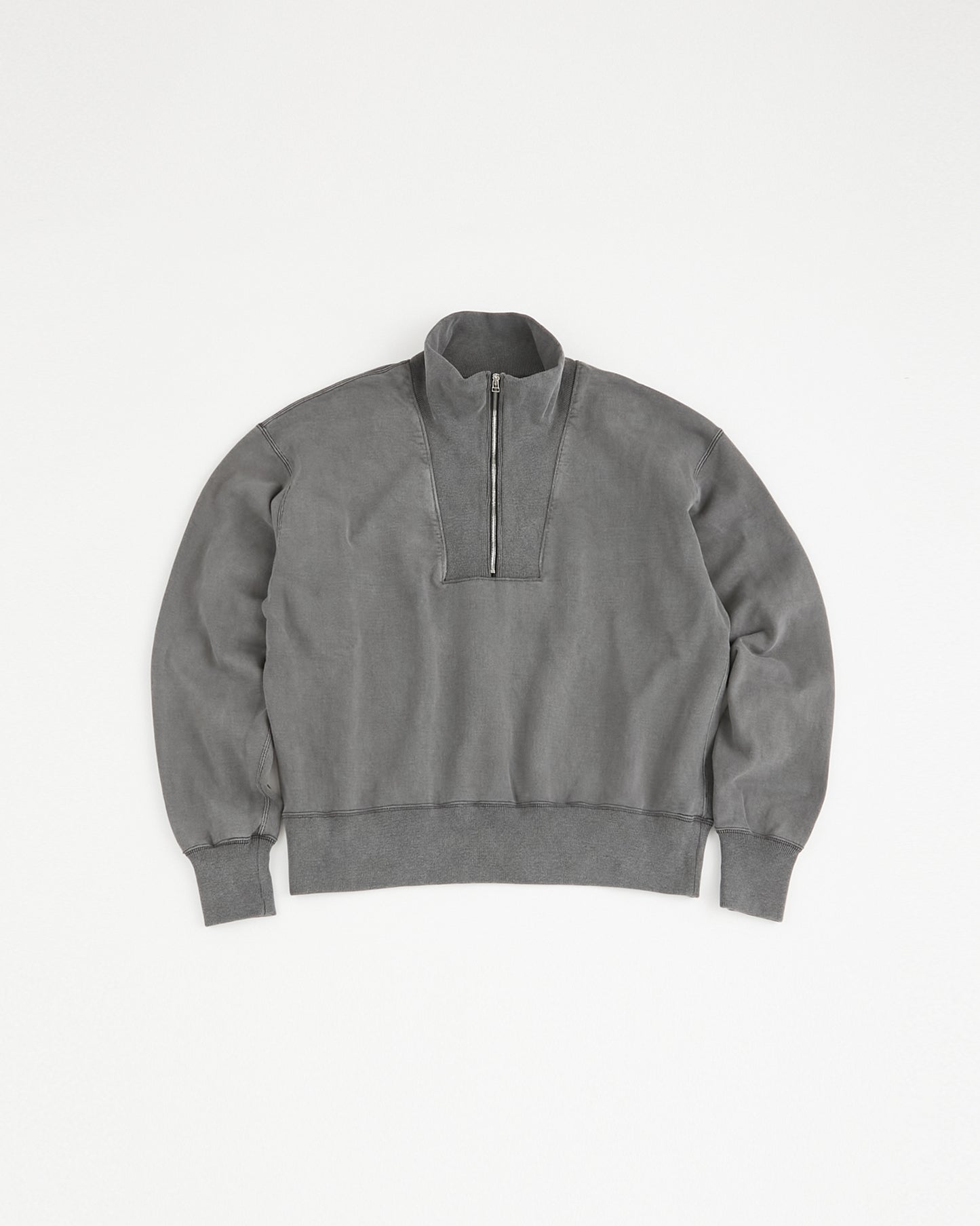 concause Online Shop (コンコース オンラインショップ) | HALF ZIP SWEAT SHIRTS (ハーフジップスウェットシャツ) | メンズ ヴィンテージ ビンテージ ドメスティック ブランド 長袖 加工 ダメージ カジュアル ファスナー 黒 クロ スミクロ チャコール