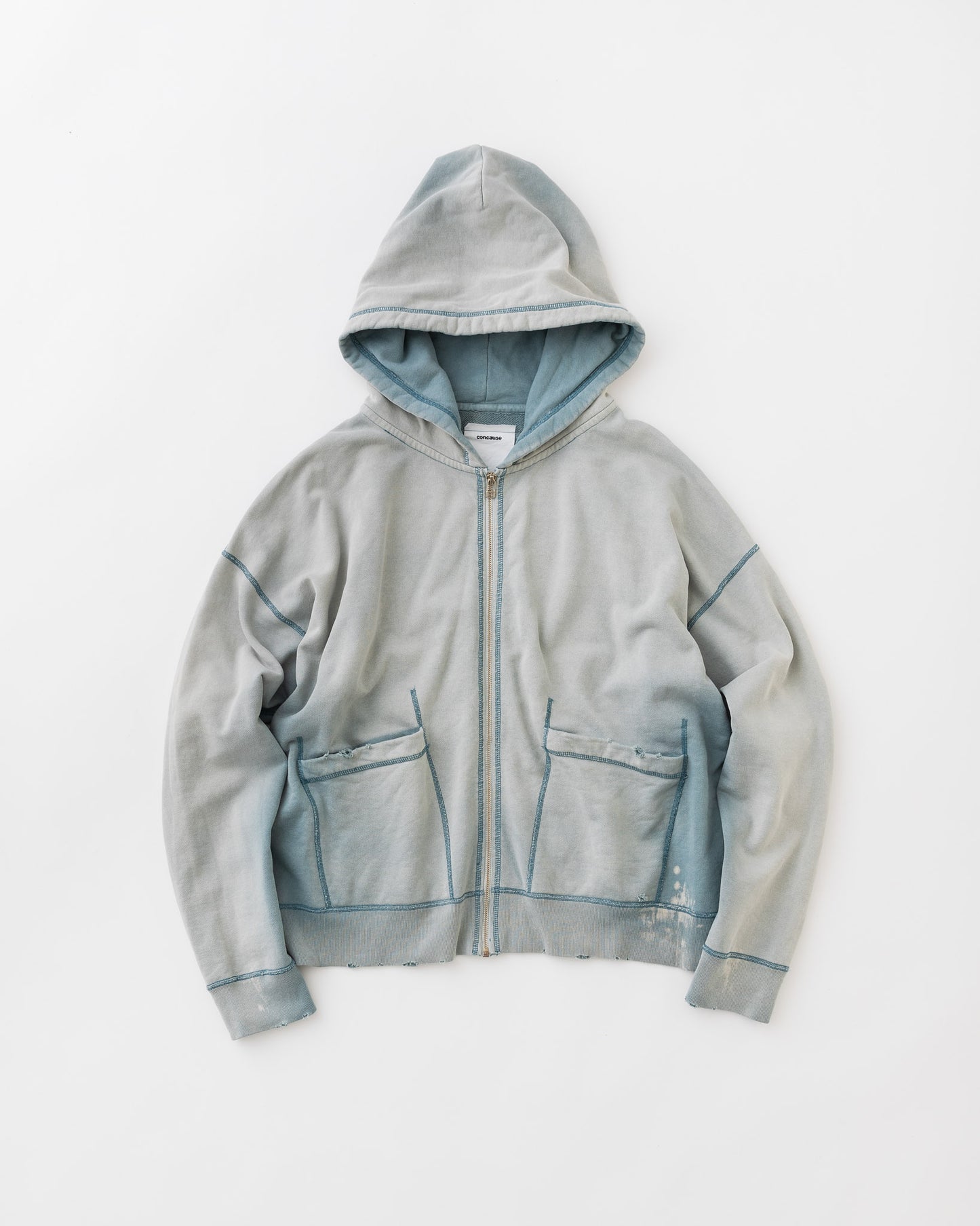 concause Online Shop (コンコース オンラインショップ) |FADE FULL ZIP HOODIE (フェードフルジップフーディ) | メンズ パーカー フーディー ヴィンテージ ビンテージ ドメスティック ブランド 加工 ダメージ カジュアル BLUE ブルー アオ 青
