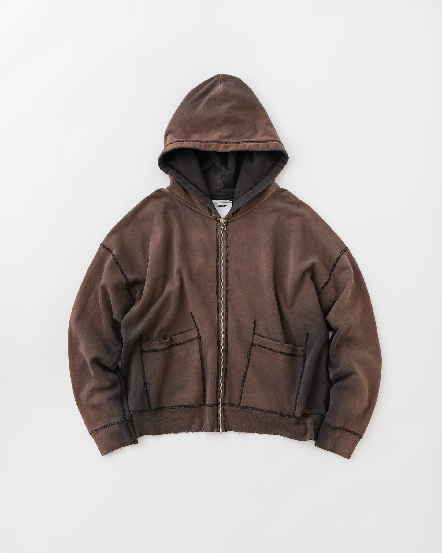 concause Online Shop (コンコース オンラインショップ) |FADE FULL ZIP HOODIE (フェードフルジップフーディ) | メンズ パーカー フーディー ヴィンテージ ビンテージ ドメスティック ブランド 加工 ダメージ カジュアル BLACK ブラック クロ 黒