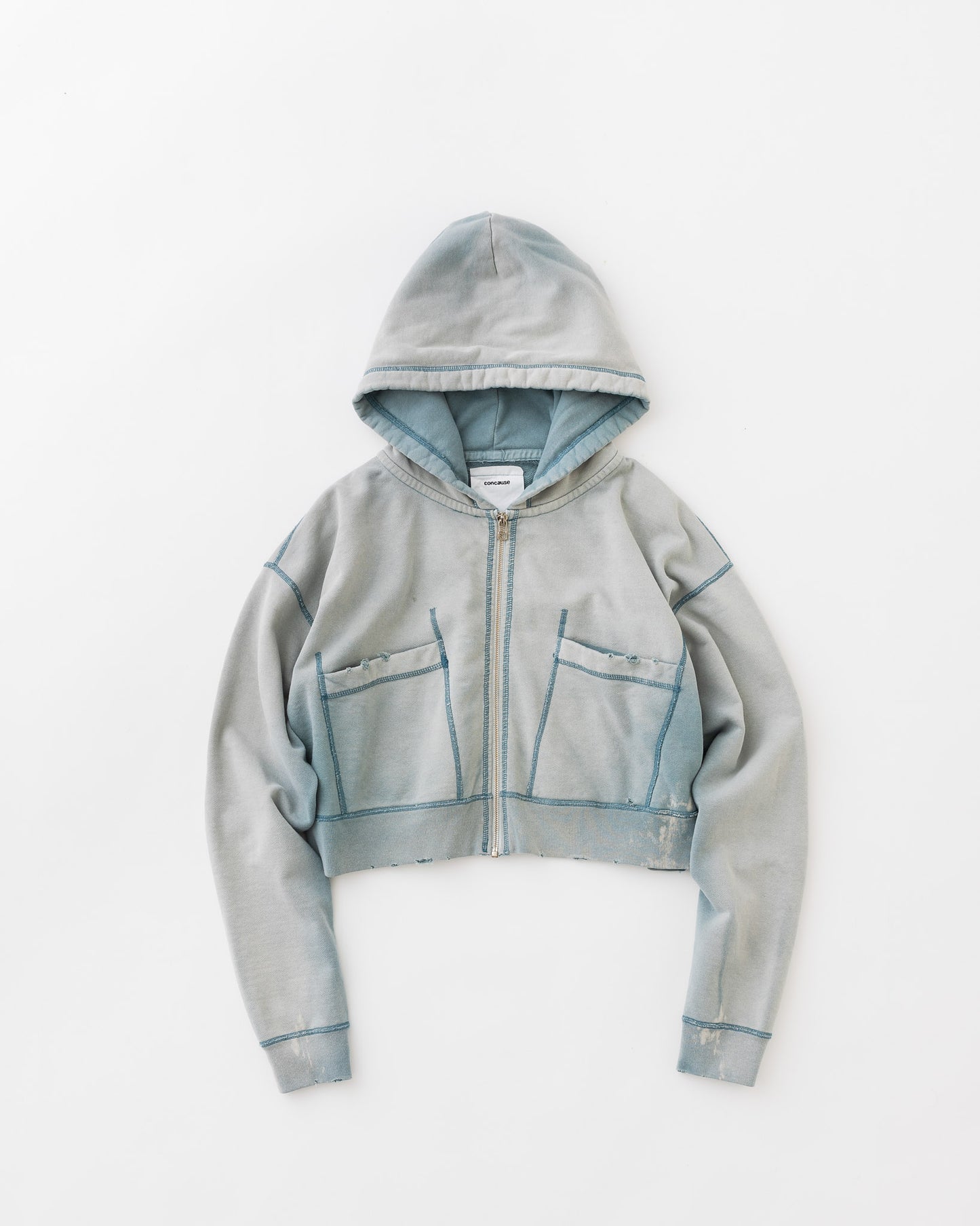 concause Online Shop (コンコース オンラインショップ) | FADE FULL ZIP HOODIE (フェードフルジップフーディ) |レディース ウィメンズ ヴィンテージ ビンテージ ドメスティック ブランド 長袖 加工 ダメージ カジュアル BLUE ブルー アオ 青