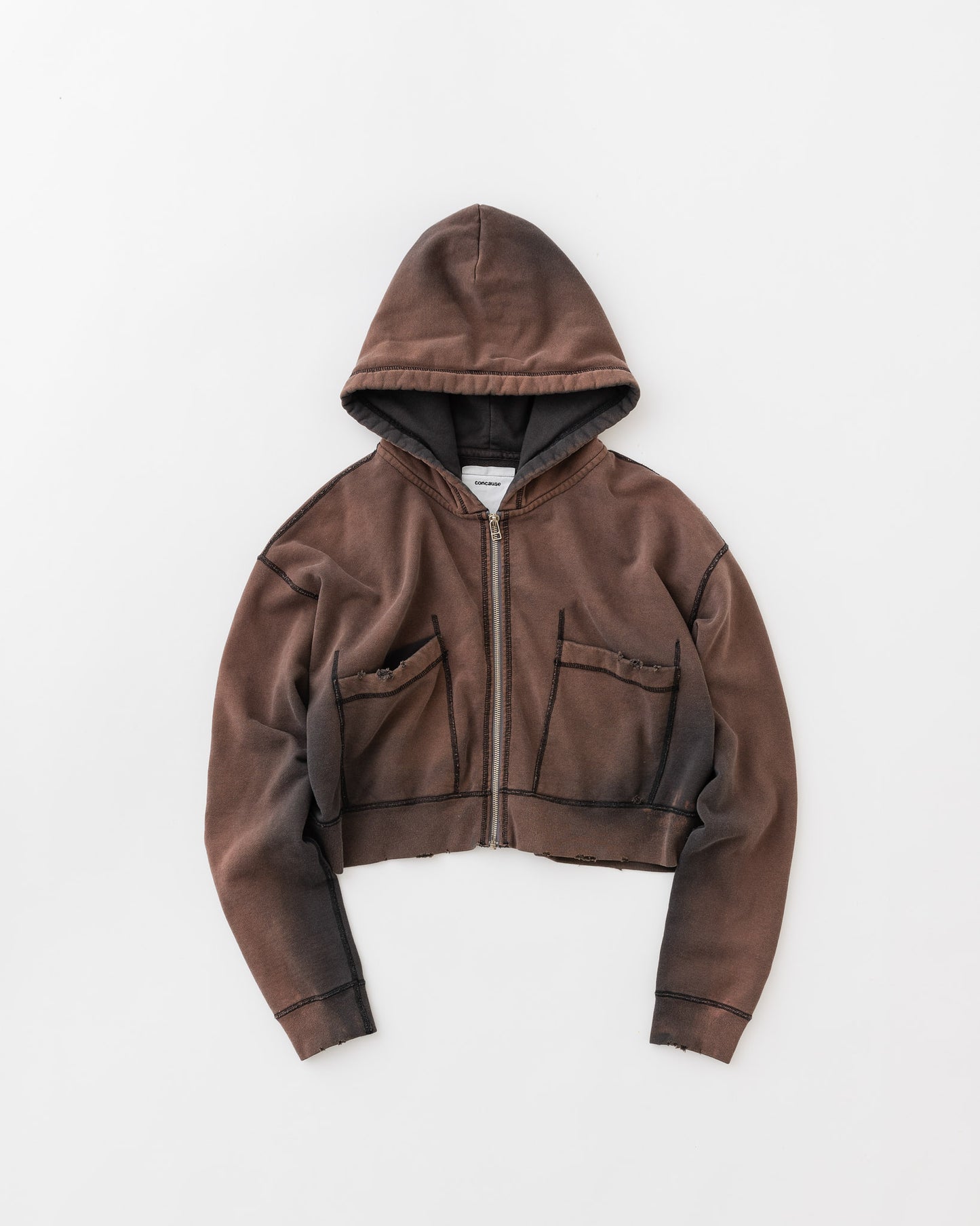 concause Online Shop (コンコース オンラインショップ) | FADE FULL ZIP HOODIE (フェードフルジップフーディ) |レディース ウィメンズ ヴィンテージ ビンテージ ドメスティック ブランド 長袖 加工 ダメージ カジュアル BLACK ブラック クロ 黒