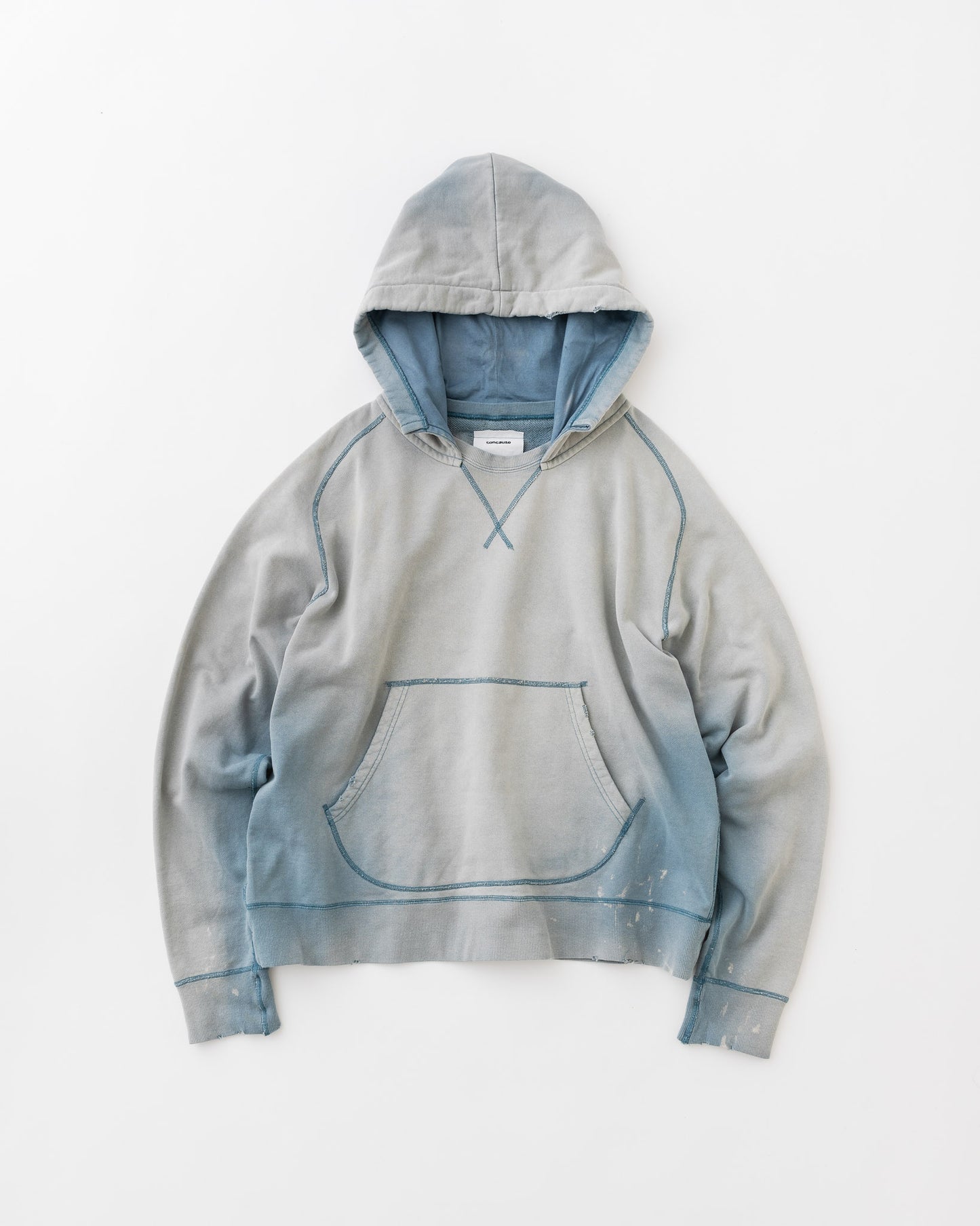 concause Online Shop (コンコース オンラインショップ) |W-V AFTER HOODIE (ダブルVガゼット後付けフーディー) | メンズ パーカー フーディー ヴィンテージ ビンテージ ドメスティック ブランド 加工 ダメージ カジュアル BLUE ブルー アオ 青