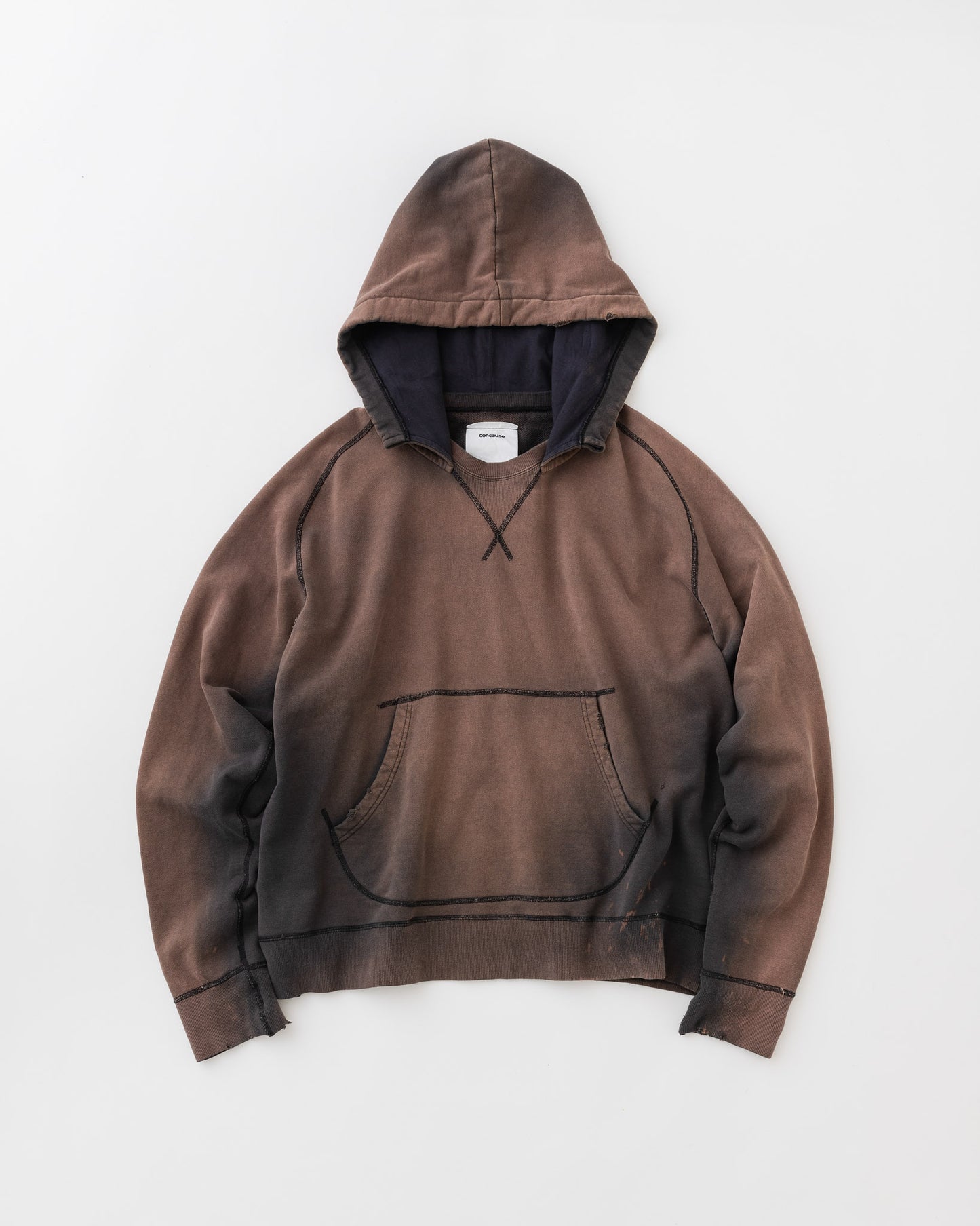 concause Online Shop (コンコース オンラインショップ) |W-V AFTER HOODIE (ダブルVガゼット後付けフーディー) | メンズ パーカー フーディー ヴィンテージ ビンテージ ドメスティック ブランド 加工 ダメージ カジュアル BLACK ブラック クロ 黒