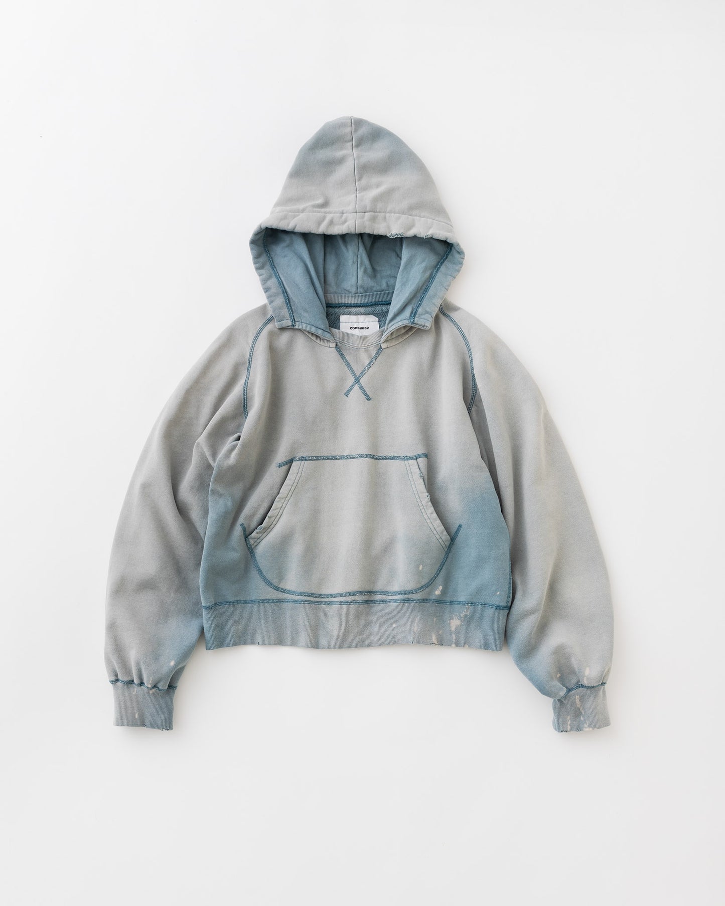 concause Online Shop (コンコース オンラインショップ) | W-V AFTER HOODIE (ダブルVガゼット後付けフーディー) | パーカー レディース フーディ ヴィンテージ ビンテージ ドメスティック ブランド 長袖 加工 ダメージ カジュアル BLUE ブルー アオ 青