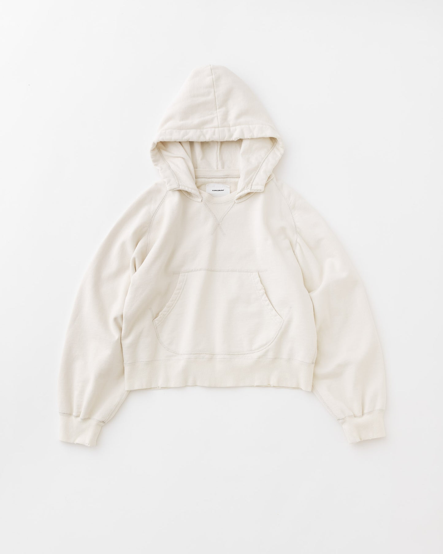 concause Online Shop (コンコース オンラインショップ) | W-V AFTER HOODIE (ダブルVガゼット後付けフーディー) | パーカー レディース フーディ ヴィンテージ ビンテージ ドメスティック ブランド 長袖 加工 ダメージ カジュアル OFF WHITE オフホワイト 白 シロ