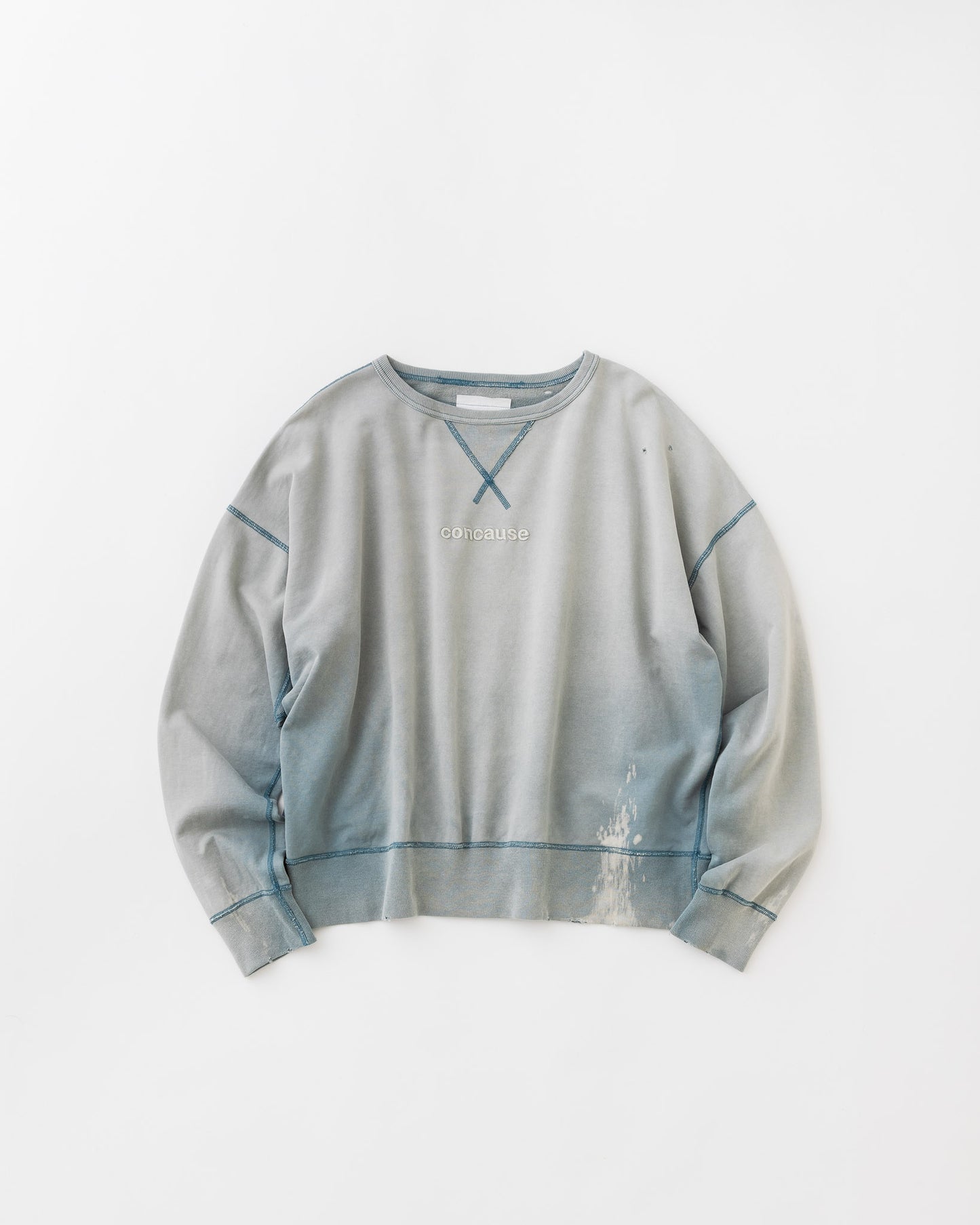 concause Online Shop (コンコース オンラインショップ) | FADE EMBROIDERY FV SWEAT (フェード刺繍スウェット) | メンズ ヴィンテージ ビンテージ ドメスティック ブランド 長袖 加工 ダメージ カジュアル スウェット トレーナー BLUE ブルー アオ 青
