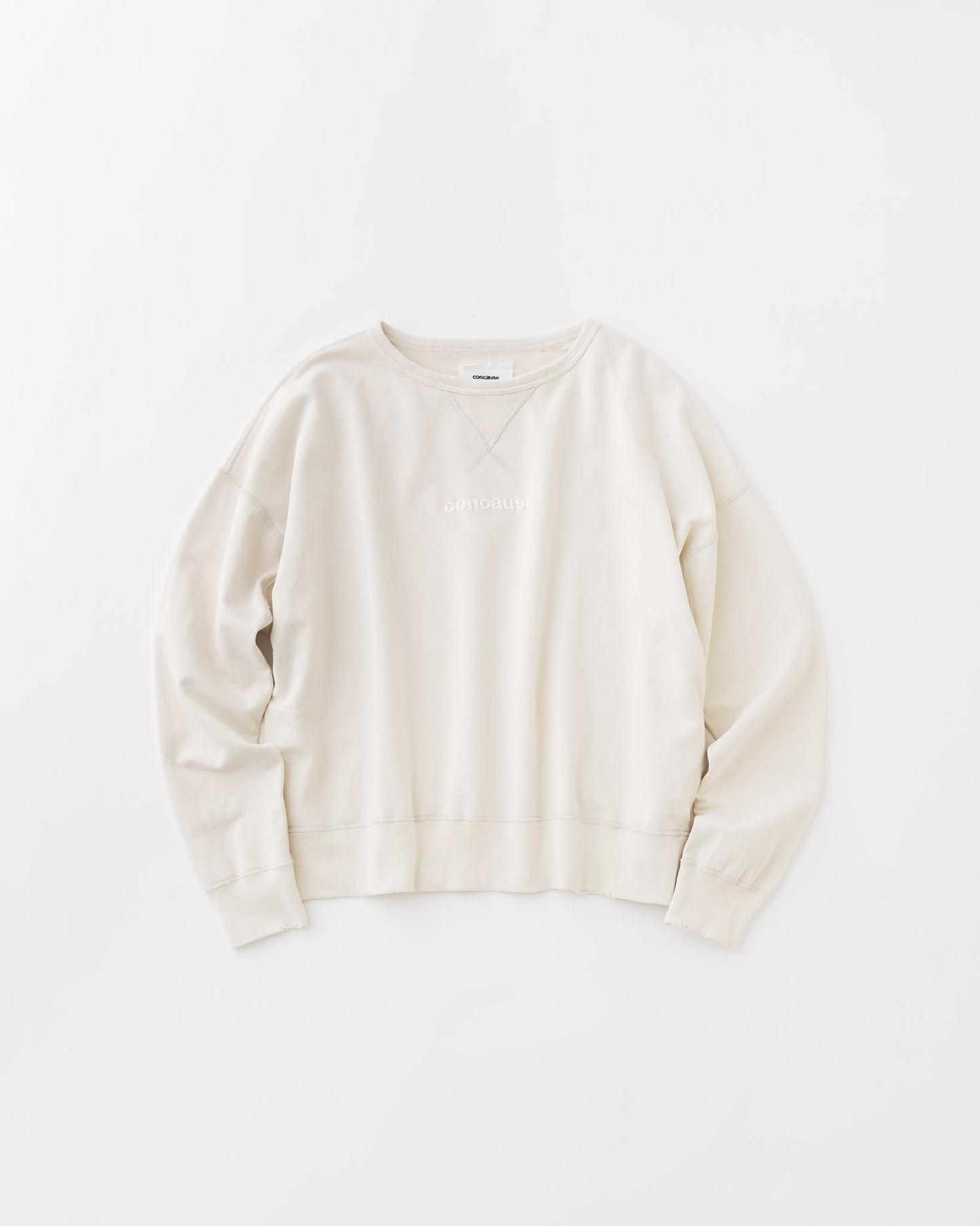 concause Online Shop (コンコース オンラインショップ) | FADE EMBROIDERY FV SWEAT (フェード刺繍スウェット) | メンズ ヴィンテージ ビンテージ ドメスティック ブランド 長袖 加工 ダメージ カジュアル スウェット トレーナー OFF WHITE オフホワイト 白 シロ