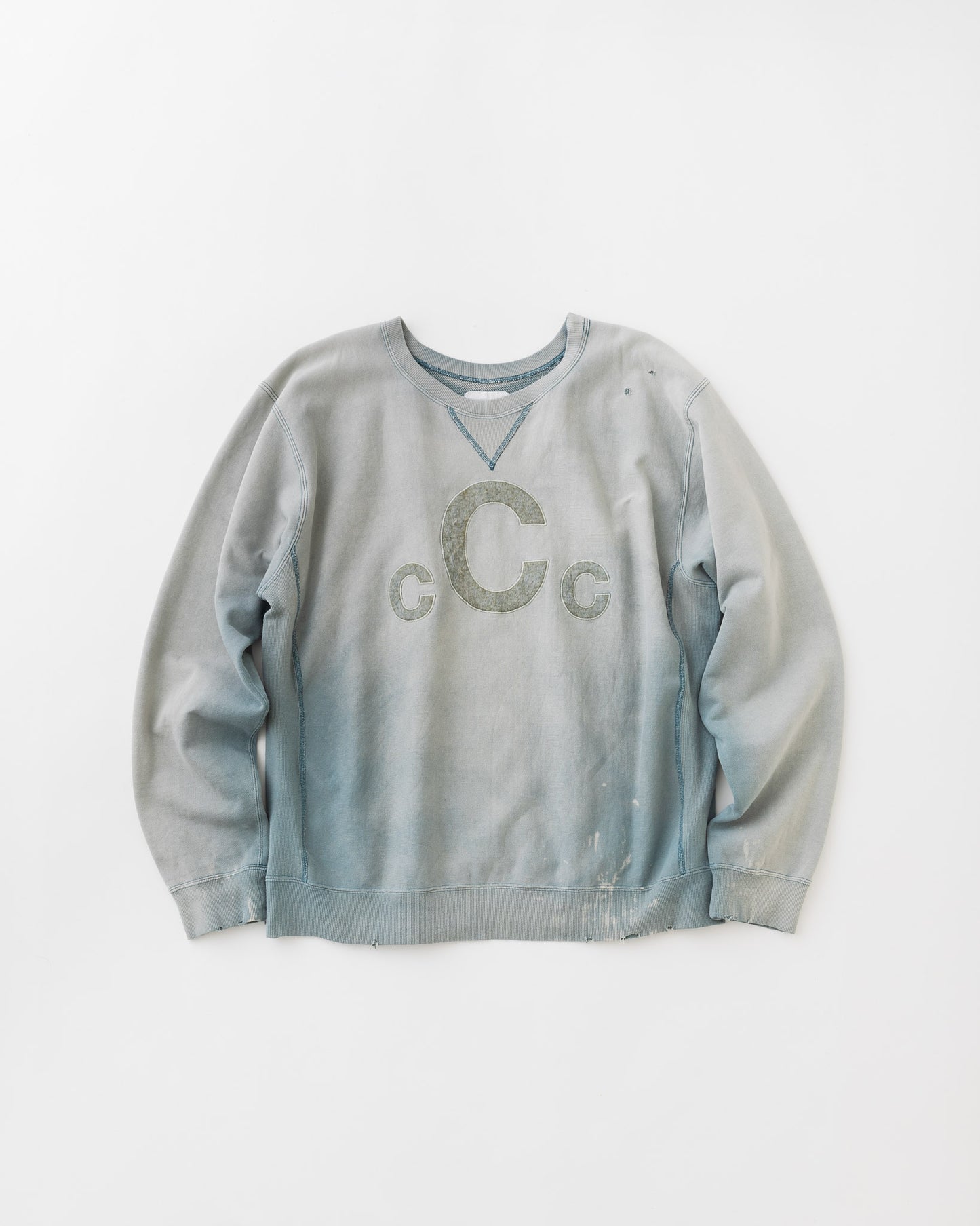 concause Online Shop (コンコース オンラインショップ) | C LOGO FD RW (Cロゴフェードリバースウィーブ) | メンズ ヴィンテージ ビンテージ ドメスティック ブランド 長袖 加工 ダメージ カジュアル スウェット トレーナー BLUE ブルー アオ 青
