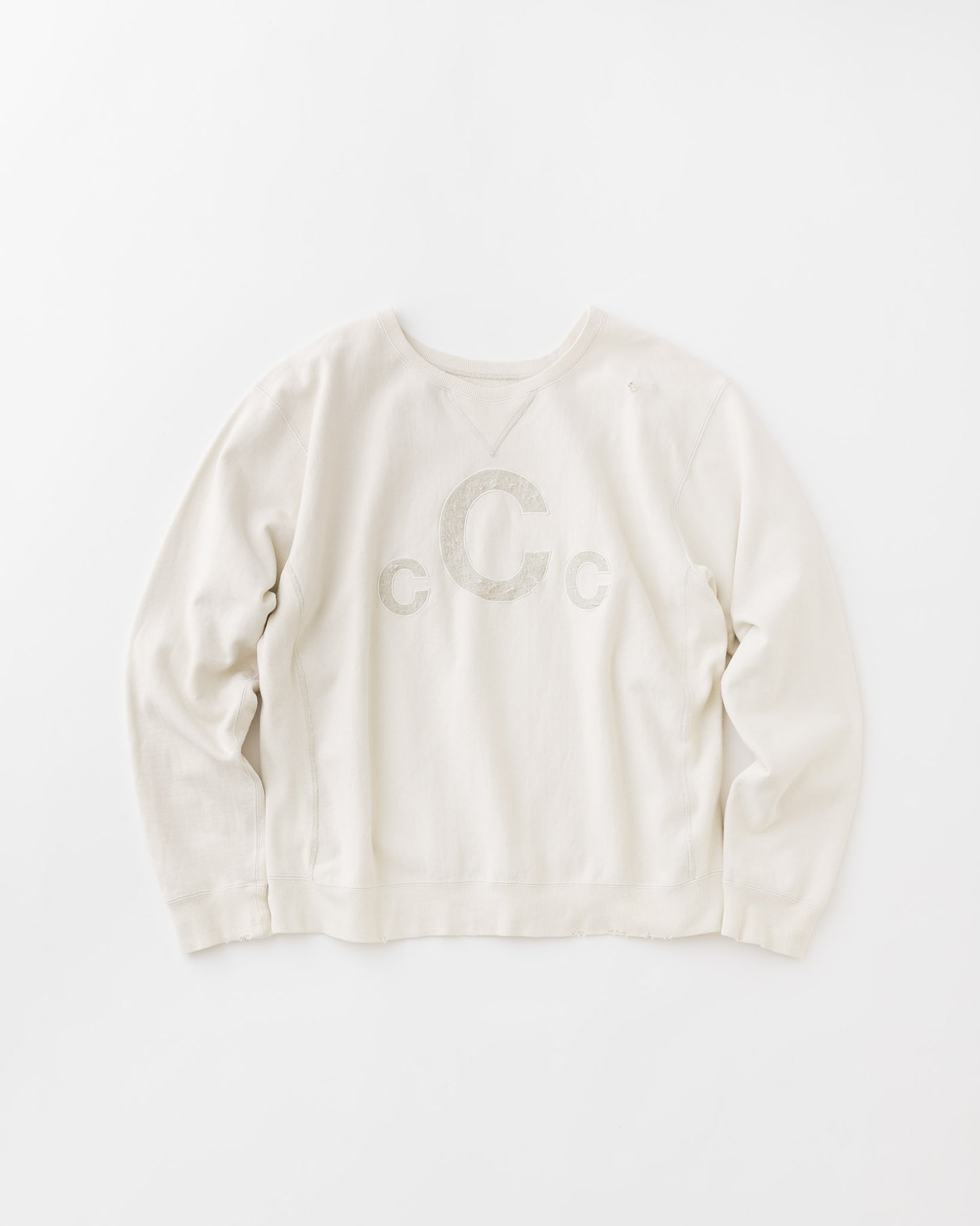 concause Online Shop (コンコース オンラインショップ) | C LOGO FD RW (Cロゴフェードリバースウィーブ) | メンズ ヴィンテージ ビンテージ ドメスティック ブランド 長袖 加工 ダメージ カジュアル スウェット トレーナー OFF WHITE オフホワイト 白 シロ