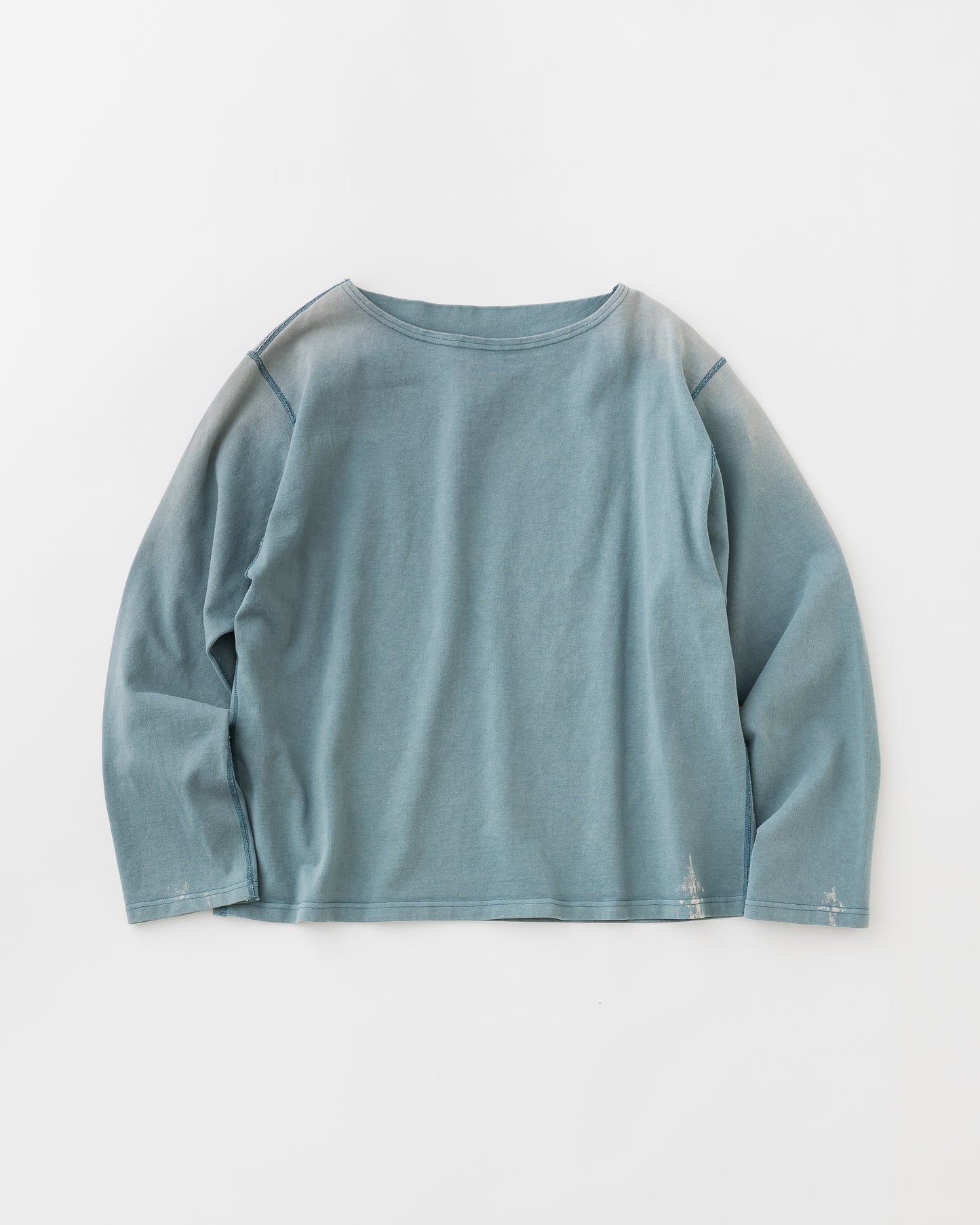concause Online Shop (コンコース オンラインショップ) | FADE BOAT NECK LONG SLEEVE TEE (フェードボートネックロングスリーブTシャツ) |メンズ ヴィンテージ ビンテージ ドメスティック ブランド 長袖 加工 ダメージ カジュアル スキッパー Tシャツ 青 BLUE