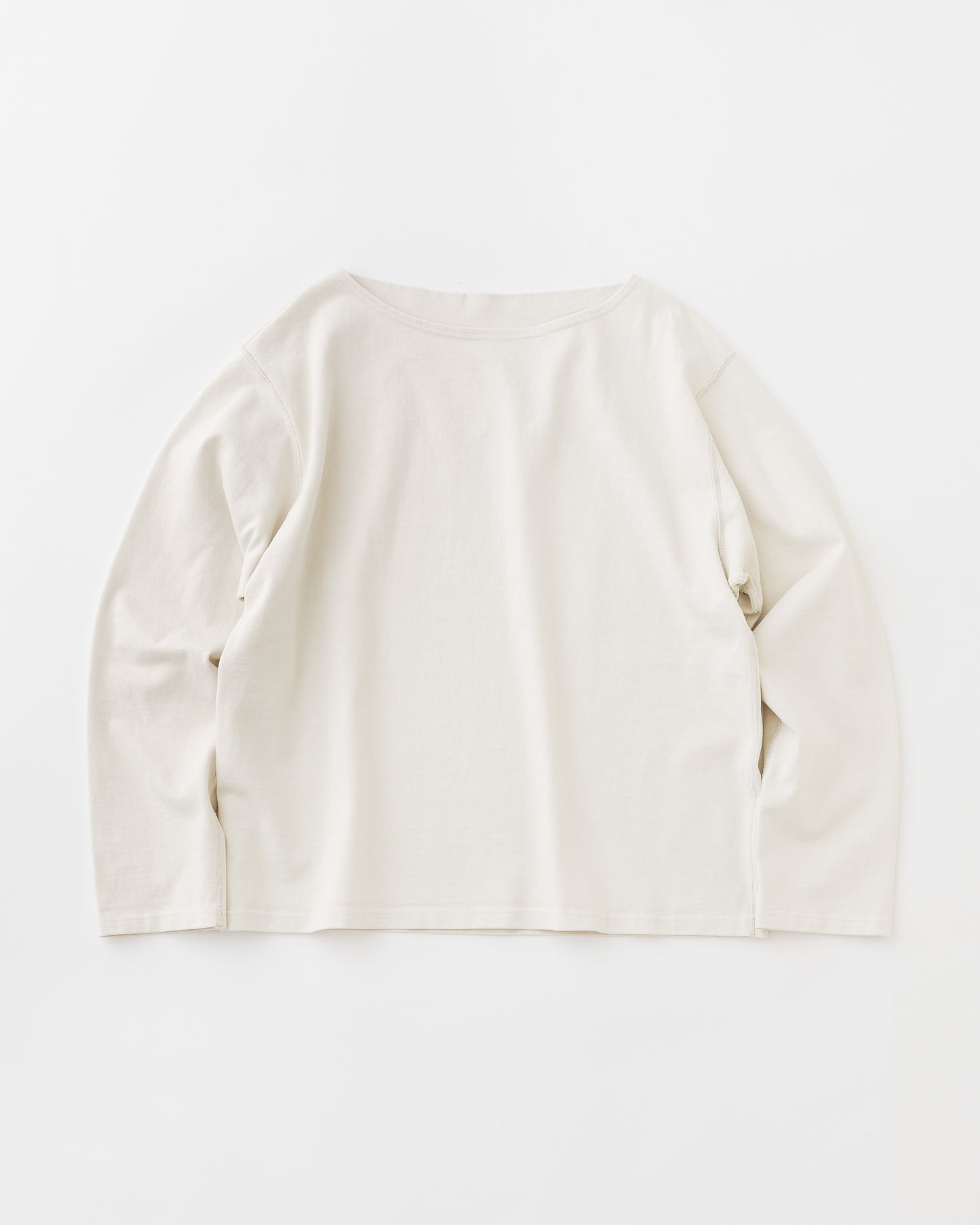 concause Online Shop (コンコース オンラインショップ) | FADE BOAT NECK LONG SLEEVE TEE (フェードボートネックロングスリーブTシャツ) |メンズ ヴィンテージ ビンテージ ドメスティック ブランド 長袖 加工 ダメージ カジュアル スキッパー Tシャツ 白 生成り WHITE OFF WHITE