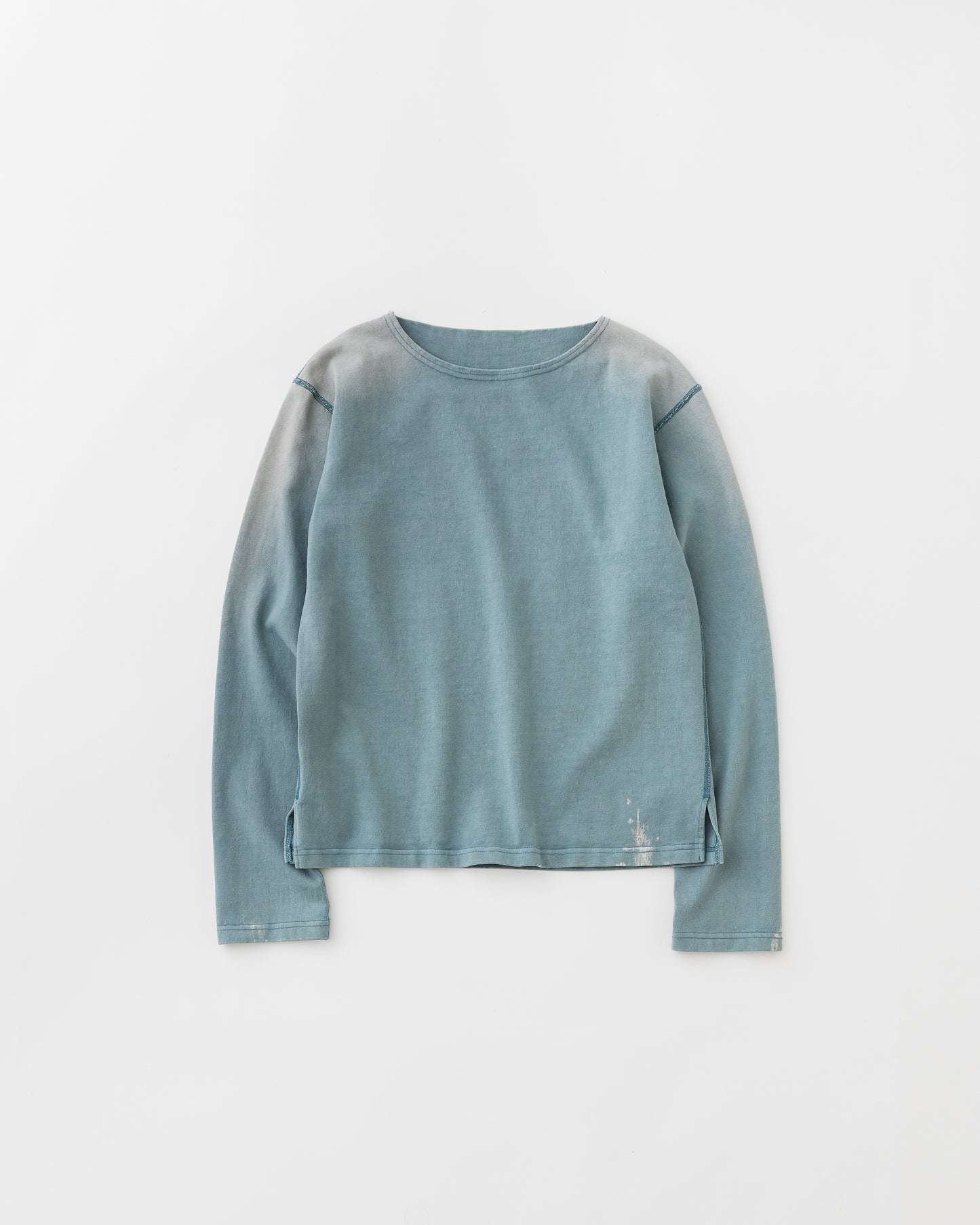 concause Online Shop (コンコース オンラインショップ) | FADE BOAT NECK LONG SLEEVE TEE (フェードボートネックロングスリーブTシャツ) |メンズ ヴィンテージ ビンテージ ドメスティック ブランド 長袖 加工 ダメージ カジュアル スキッパー Tシャツ BLUE 青