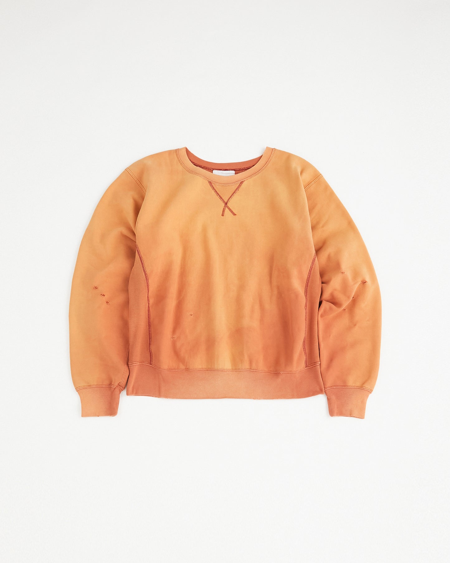 concause Online Shop (コンコース オンラインショップ) | RW F-V SWEAT SHIRTS (リバースウィーブ フロントVガゼットスウェットシャツ) | メンズ ヴィンテージ ビンテージ ドメスティック ブランド 長袖 加工 ダメージ カジュアル スウェット トレーナー レッド 赤 オレンジ