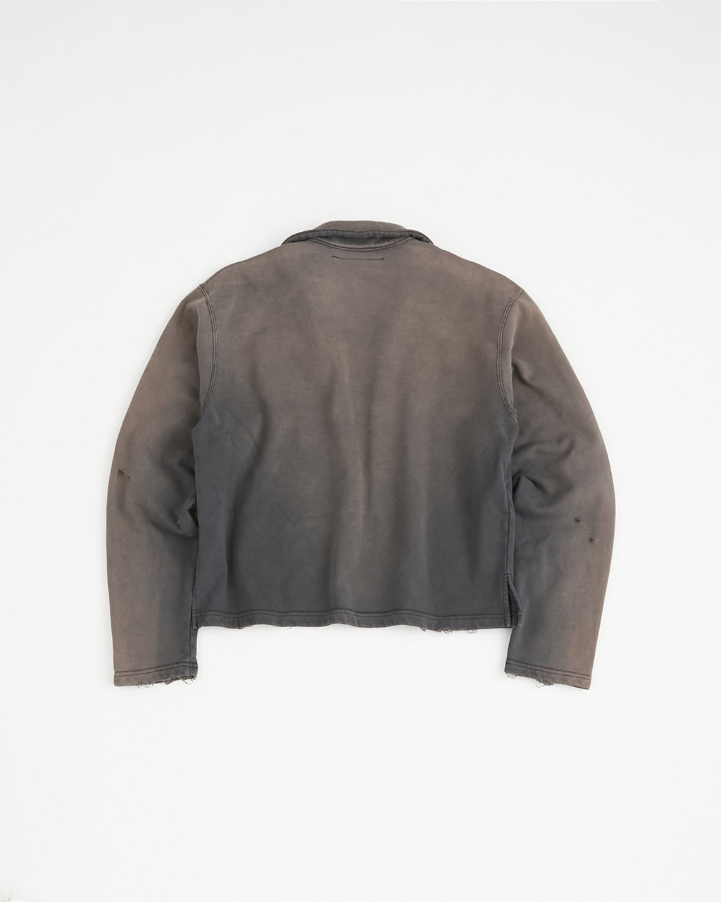 concause SKIPPER LONG SLEEVE SWEAT SHIRTS / NAVY 背面（フラット）・フェードグラデーション・表ステッチ・裾カットオフ
