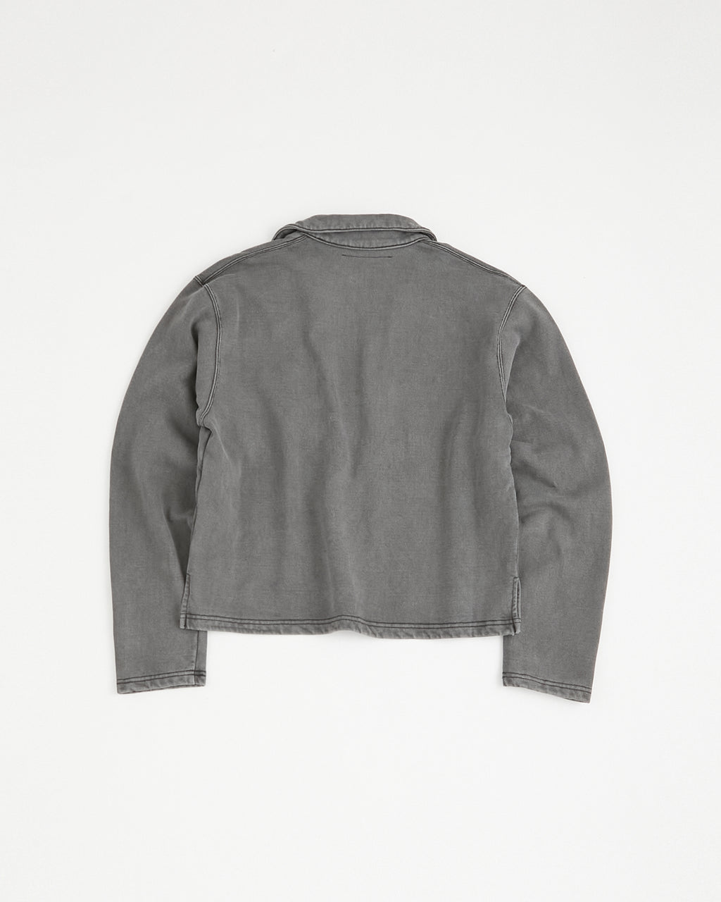 concause SKIPPER LONG SLEEVE SWEAT SHIRTS / BLUE 背面（フラット）・グレーブルー・表ステッチ・裾カットオフ

