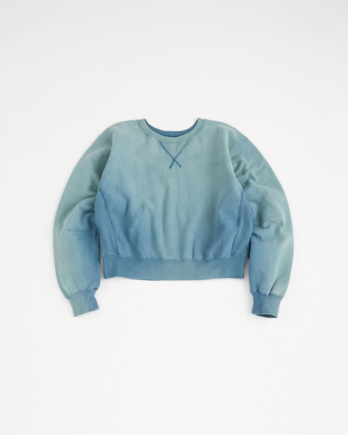 concause Online Shop (コンコース オンラインショップ) | RW F-V SWEAT SHIRTS(リバースウィーブ フロントVガゼットスウェットシャツ) | レディース  ウィメンズ ヴィンテージ ビンテージ ドメスティック ブランド 長袖 加工 ダメージ カジュアル スウェット トレーナー ブルー 青
