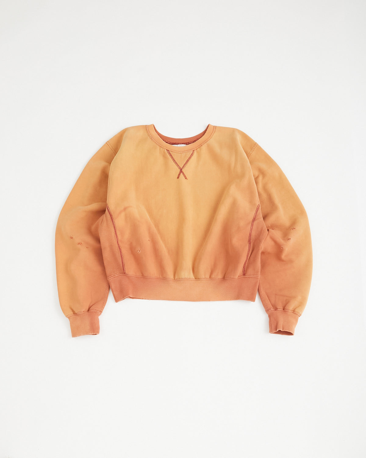 concause Online Shop (コンコース オンラインショップ) | RW F-V SWEAT SHIRTS(リバースウィーブ フロントVガゼットスウェットシャツ) | レディース  ウィメンズ ヴィンテージ ビンテージ ドメスティック ブランド 長袖 加工 ダメージ カジュアル スウェット トレーナー レッド 赤 オレンジ