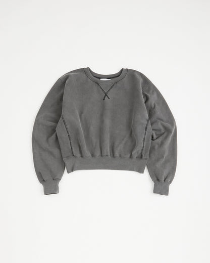 concause Online Shop (コンコース オンラインショップ) | RW F-V SWEAT SHIRTS(リバースウィーブ フロントVガゼットスウェットシャツ) | レディース  ウィメンズ ヴィンテージ ビンテージ ドメスティック ブランド 長袖 加工 ダメージ カジュアル スウェット トレーナー ブラック 黒 クロ スミクロ チャコール