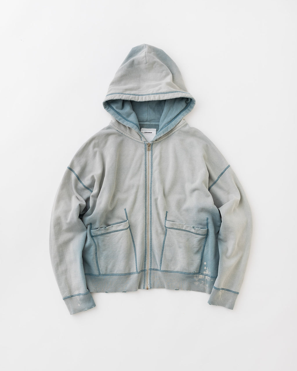concause Online Shop (コンコース オンラインショップ) |FADE FULL ZIP HOODIE (フェードフルジップフーディ) | メンズ パーカー フーディー ヴィンテージ ビンテージ ドメスティック ブランド 加工 ダメージ カジュアル  BLUE ブルー アオ 青
