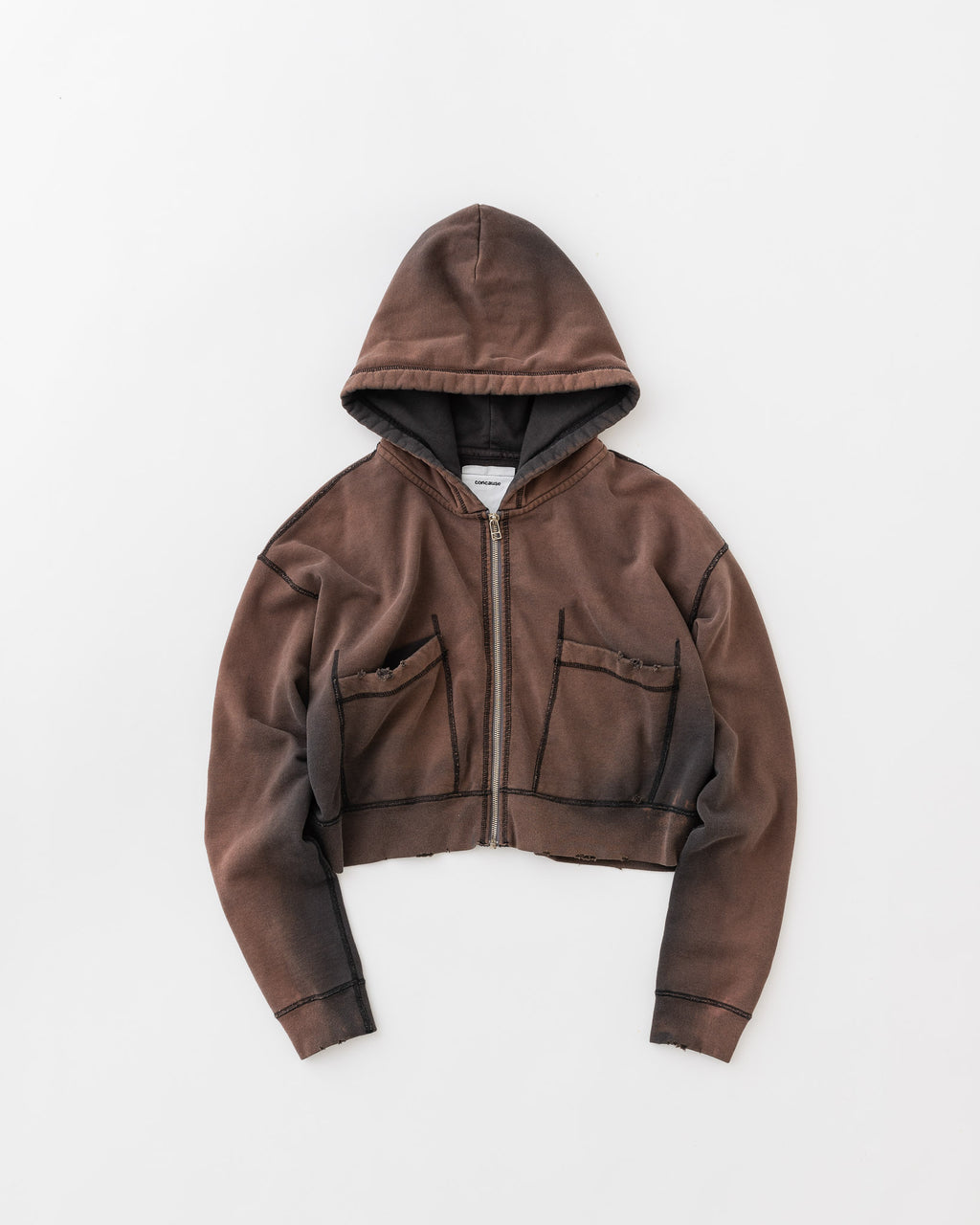 concause Online Shop (コンコース オンラインショップ) | FADE FULL ZIP HOODIE (フェードフルジップフーディ) |レディース ウィメンズ ヴィンテージ ビンテージ ドメスティック ブランド 長袖 加工 ダメージ カジュアル BLACK ブラック クロ 黒