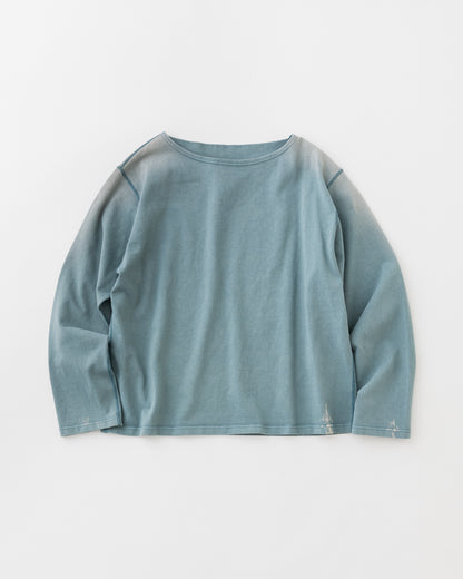 concause Online Shop (コンコース オンラインショップ) | FADE BOAT NECK LONG SLEEVE TEE (フェードボートネックロングスリーブTシャツ) |メンズ ヴィンテージ ビンテージ ドメスティック ブランド 長袖 加工 ダメージ カジュアル スキッパー Tシャツ 青 BLUE