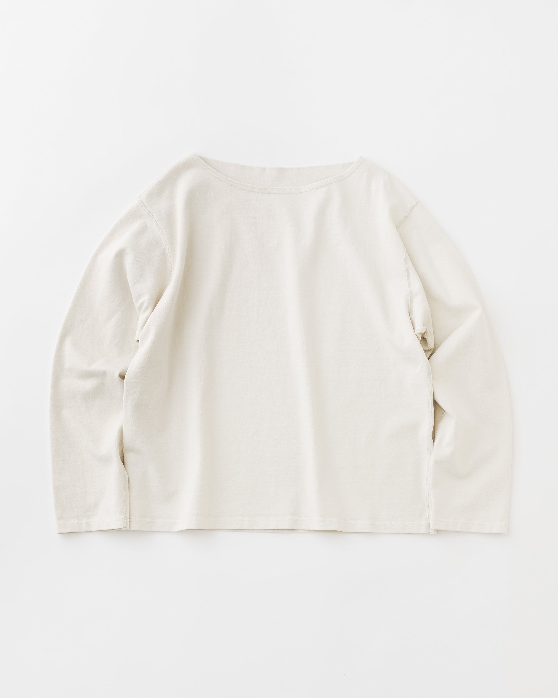 concause Online Shop (コンコース オンラインショップ) | FADE BOAT NECK LONG SLEEVE TEE (フェードボートネックロングスリーブTシャツ) |メンズ ヴィンテージ ビンテージ ドメスティック ブランド 長袖 加工 ダメージ カジュアル スキッパー Tシャツ 白 生成り WHITE OFF WHITE