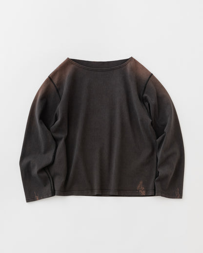 concause Online Shop (コンコース オンラインショップ) | FADE BOAT NECK LONG SLEEVE TEE (フェードボートネックロングスリーブTシャツ) |メンズ ヴィンテージ ビンテージ ドメスティック ブランド 長袖 加工 ダメージ カジュアル スキッパー Tシャツ 黒 BLACK クロ