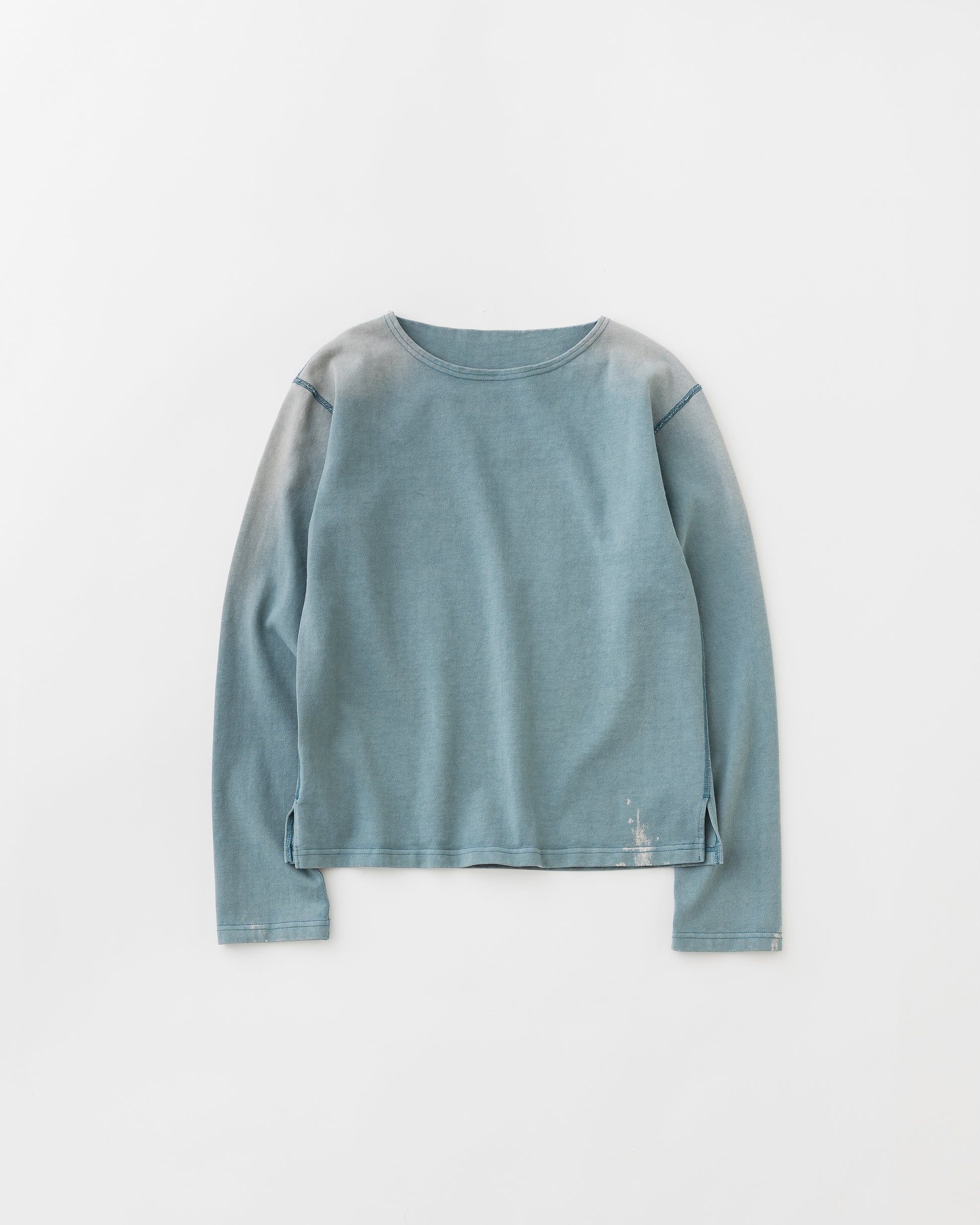 concause Online Shop (コンコース オンラインショップ) | FADE BOAT NECK LONG SLEEVE TEE (フェードボートネックロングスリーブTシャツ) |メンズ ヴィンテージ ビンテージ ドメスティック ブランド 長袖 加工 ダメージ カジュアル スキッパー Tシャツ BLUE 青