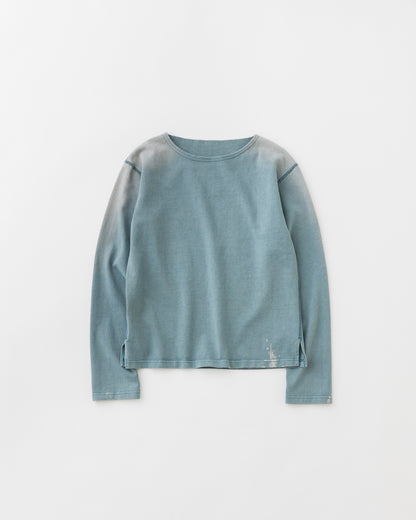 concause Online Shop (コンコース オンラインショップ) | FADE BOAT NECK LONG SLEEVE TEE (フェードボートネックロングスリーブTシャツ) |メンズ ヴィンテージ ビンテージ ドメスティック ブランド 長袖 加工 ダメージ カジュアル スキッパー Tシャツ BLUE 青