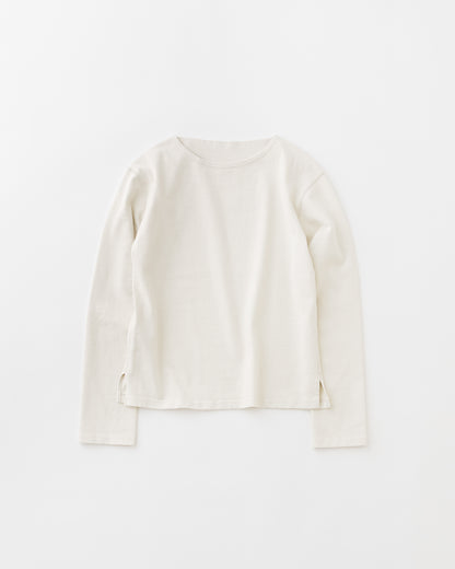 concause Online Shop (コンコース オンラインショップ) | FADE BOAT NECK LONG SLEEVE TEE (フェードボートネックロングスリーブTシャツ) |メンズ ヴィンテージ ビンテージ ドメスティック ブランド 長袖 加工 ダメージ カジュアル スキッパー Tシャツ 白 OFF WHITE キナリ 生成り