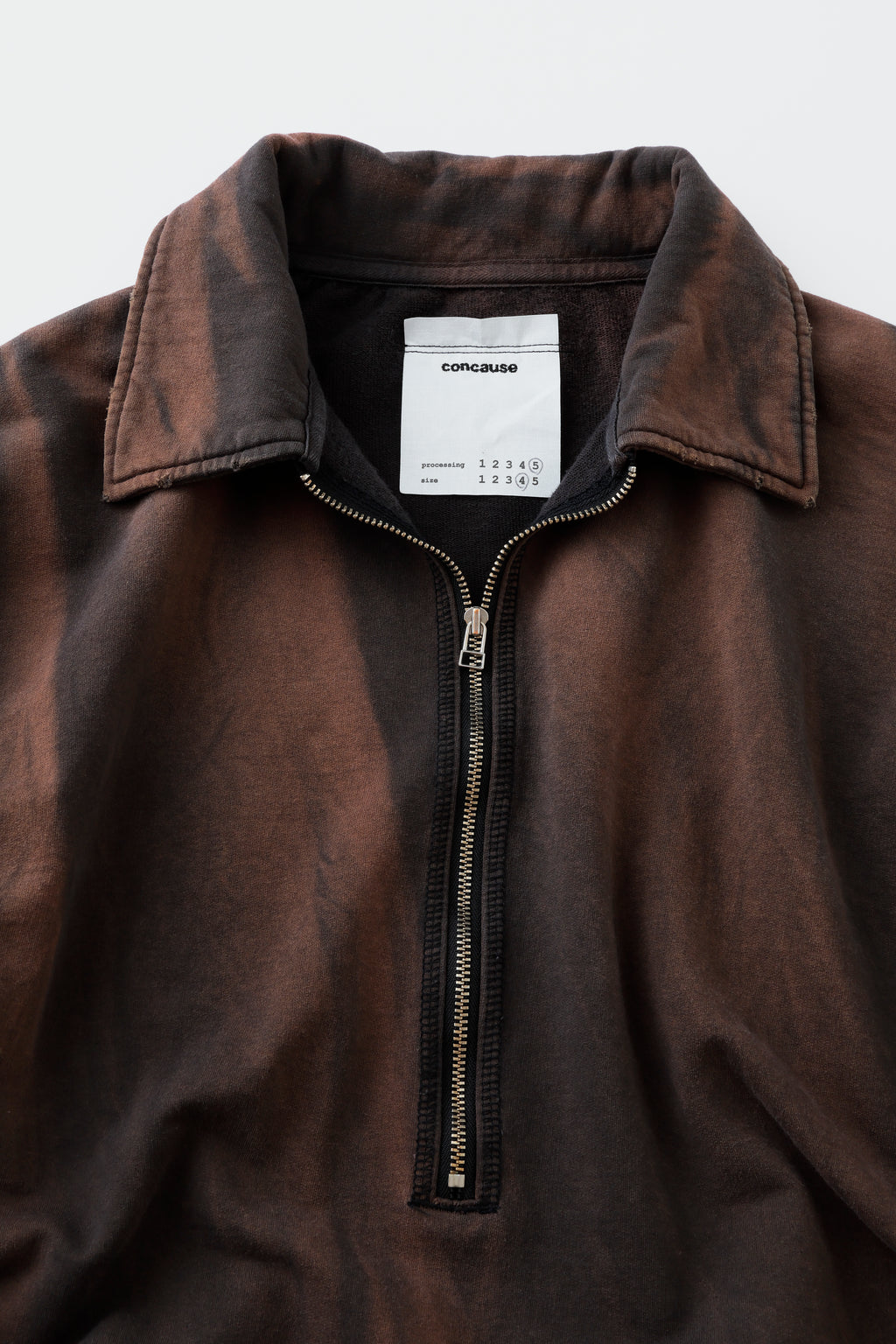 concause FADE HALF ZIP SWEAT SHIRTS EX / BLACK カラーとハーフジップのディテール
