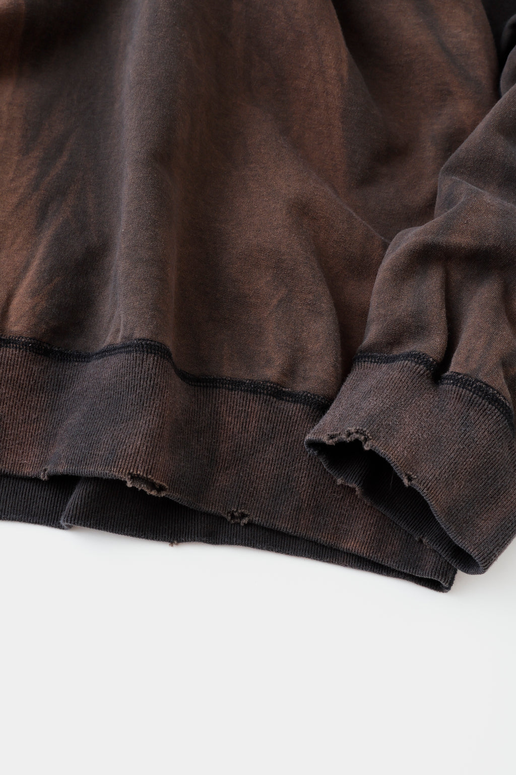 concause FADE HALF ZIP SWEAT SHIRTS EX / BLACK 裏地リブと裁ち切り仕上げのディテール
