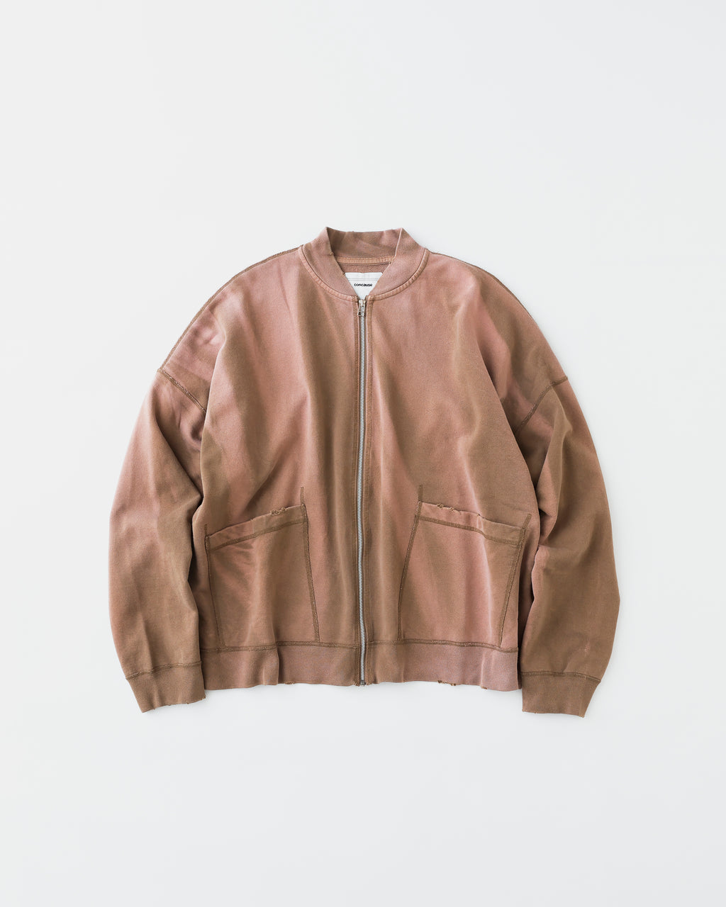 concause FULL ZIP SWEAT CARDIGAN EX / BEIGE 正面（フェード加工）
