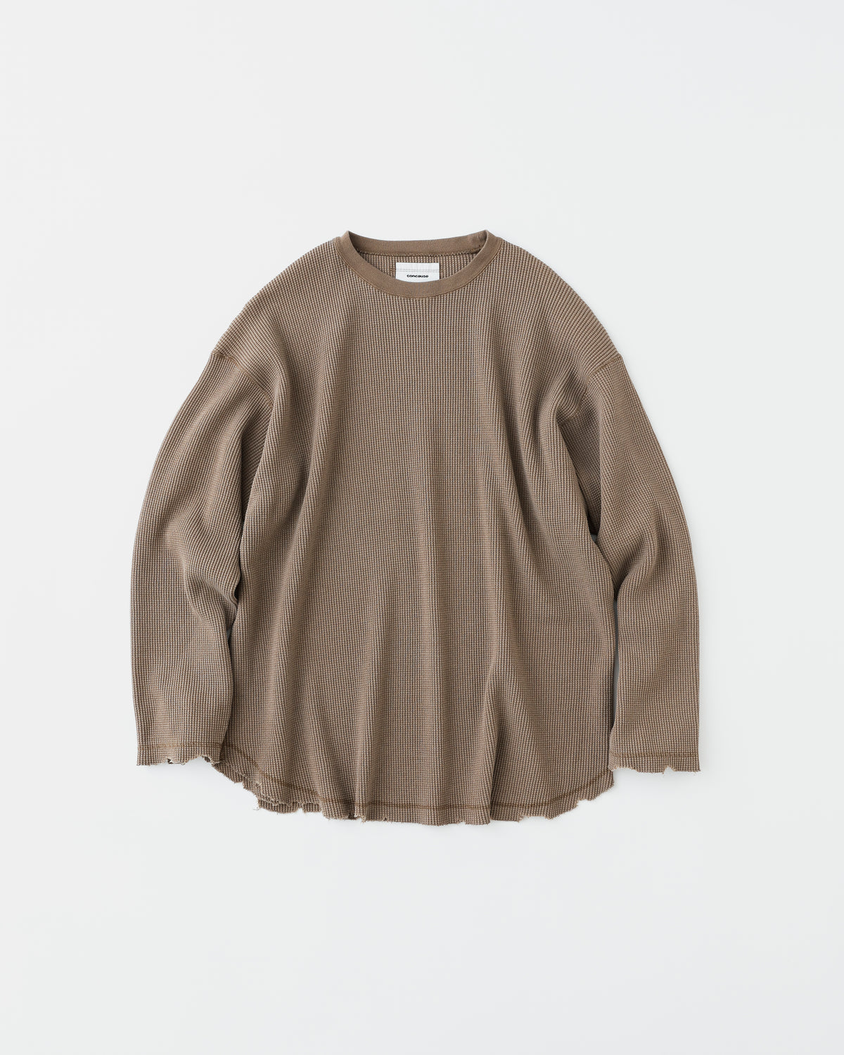 concause HEAVY WAFFLE L/S TEE / TAUPE 正面（全体像）
