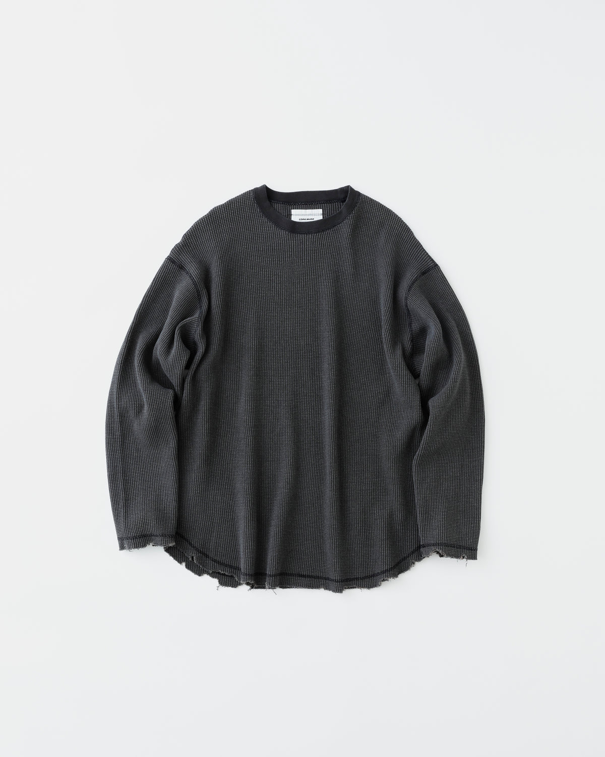 concause HEAVY WAFFLE L/S TEE / BLACK 正面（全体像）
